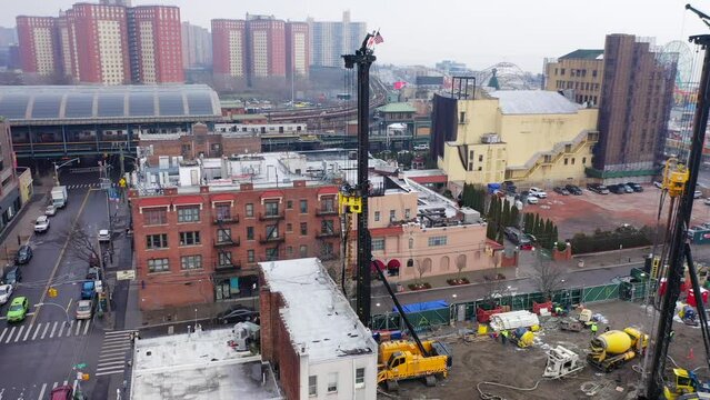 Aerial Close Up Shot of a Construction Drill
