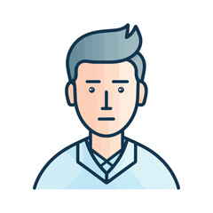 Cheerful boy in blue suit smiling