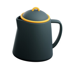 Enjoy a hot drink in the wilderness with this 3D icon of a kettle. Perfect for camping, hiking, and outdoor-themed designs. This high-quality illustration showcases a traditional camping kettle