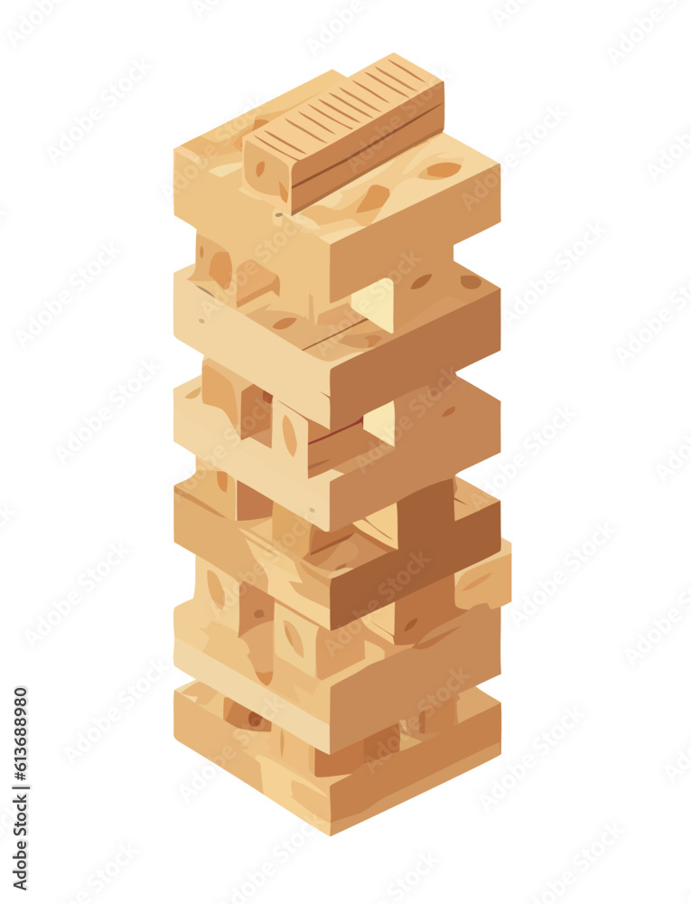 Sticker wooden blocks tower game icon