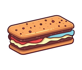 Gourmet burger sketch with sesame wheat bun