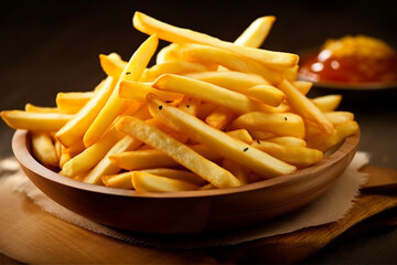 tasty fry food meal chip fat background snack space potato french copy. Generative AI.