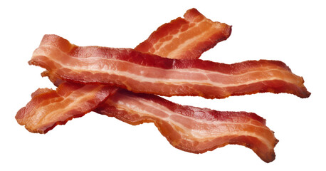 Strips of fried bacon isolated. Generative AI. - obrazy, fototapety, plakaty