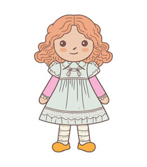 Cheerful toy doll in cute dress