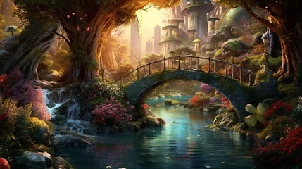Fototapeta na wymiar Fantasy scene scenery of forest and cave
