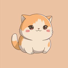 A cute kitten illustration. Sticker design. Cartoon style