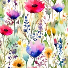 seamless watercolor floral background