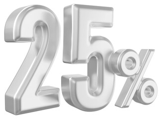 25 Percent Silver Number 3D