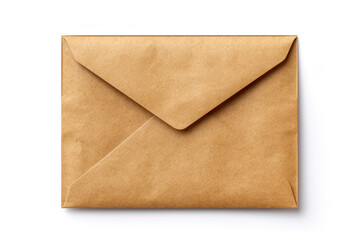 Brown craft envelope isolated on white background, generative ai