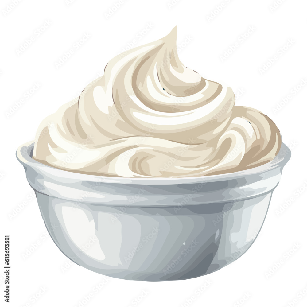 Sticker gourmet fresh whipped cream in bowl