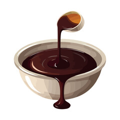 Melting chocolate drops in gourmet dessert bowl
