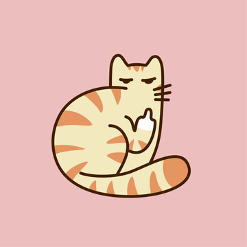 Cat fingering at you! An angry cat shows a middle finger.