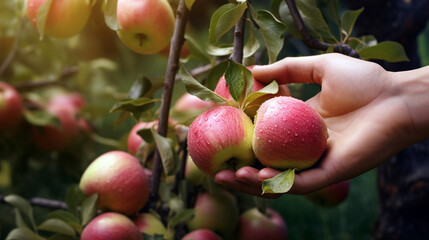 Obraz premium apples on a tree. Generative Ai. 