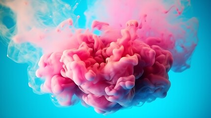 dreamy pastel teal and pink smoke gracefully swirling on an abstract background. generative AI