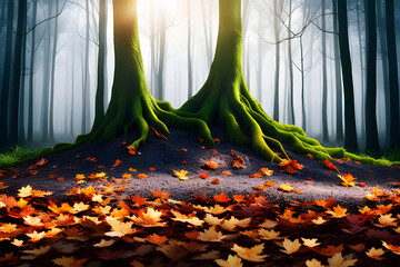 autumn in the forest  created using AI Generative Technology