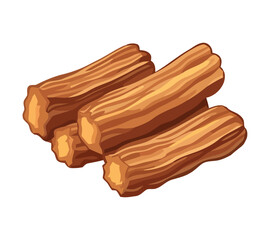 sweet snack churros on white backdrop