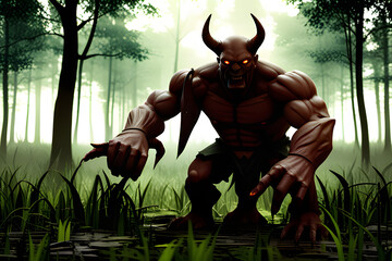 devil in the woods created using AI Generative Technology