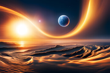 sunrise over the sea created using AI Generative Technology