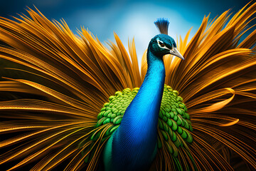 peacock with feathers  created using AI Generative Technology