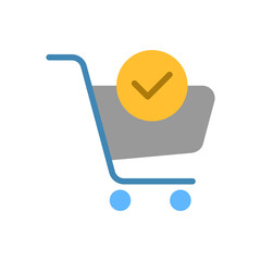 Checkout flat  icon for commerce and shopping, check out, online shopping, checkmark, tick, purchase, cart logo