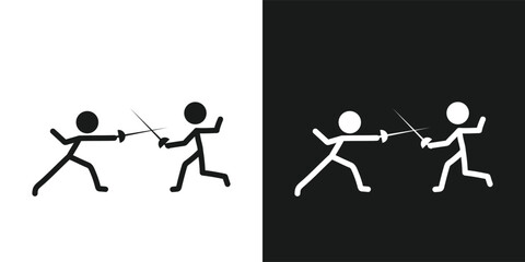 Fencing icon pictogram vector design. Stick figure man fencing athlete vector icon sign symbol pictogram