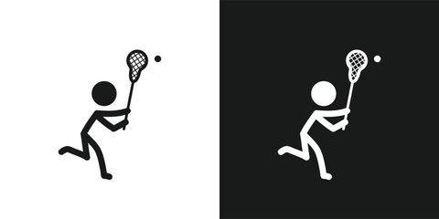 Lacrosse icon pictogram vector design. Stick figure man lacrosse player vector icon sign symbol pictogram