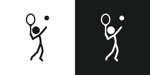 Tennis icon pictogram vector design. Stick figure man tennis player vector icon sign symbol pictogram