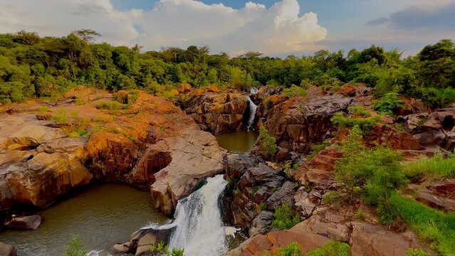 Cascades Waterfall South Africa most scenic waterfalls Nelsprit Mombela Johannesburg Kruger National Park Sabie Graskop Lisbon cinematic spring greenery lush peaceful calm thunderstorm  pan up