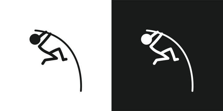 Pole vault icon pictogram vector design. Stick figure man pole jumping athlete vector icon sign symbol pictogram