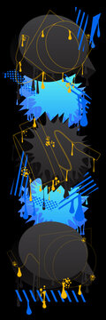 Abstract blue and black graffiti Graduation Cap Background. Modern street art Education, Graduate decoration performed in urban painting style.