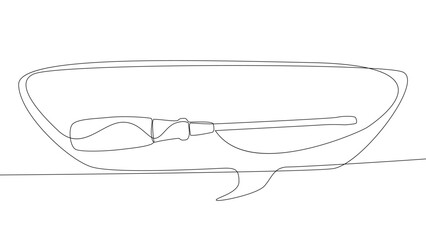 One continuous line of speech bubble with Screwdriver. Thin Line Illustration vector concept. Contour Drawing Creative ideas.