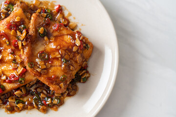 Fried Snapper Belly with Spicy Garlic Soy Sauce