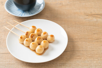 Mitarashi dango. Dumpling in a sweet soy sauce