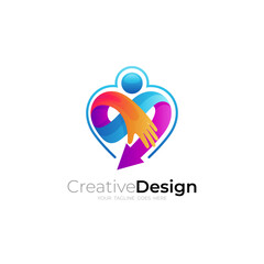 Community logo template, people care icon with 3d colorful