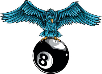 vector illustration of eagle with billiard 8 ball - 613698533