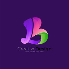 Simple logo with letter B design colorful, business icons