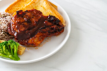 barbecue pork steak with rice berry