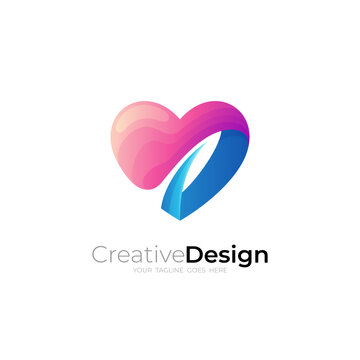 Abstract love care design template, 3d colorful design