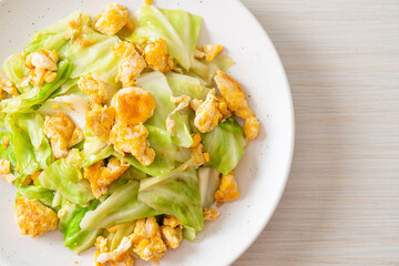 homemade stir-fried cabbage with egg