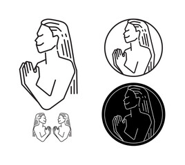 The woman doing yoga strikes a serene pose, embodying the essence of tranquility and grace in this beautifully crafted icon design