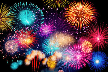 Naklejka premium Gorgeous fireworks in the night sky. Free photo