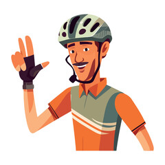 Man cycling competition sign, isolated success portrait