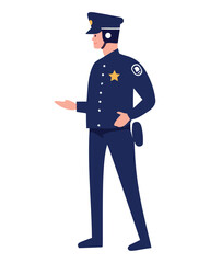 One person standing in uniform, authority