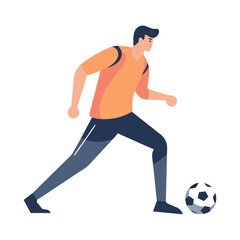 Muscular man running with soccer ball