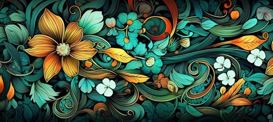 Fototapeta premium flowers and foliage colorful pattern spring summer background