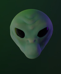Scary Alien Gray Green Extraterrestrial ET 3D Rendering Illustration Graphics