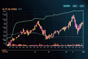 Naklejka premium Stock market map on the background generated by AI; free photos