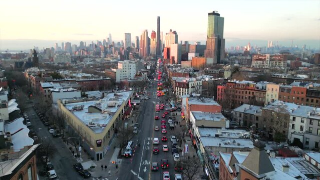 Scenic Aerial View of Flatbush Avenue  During Sunset - Pt. 2