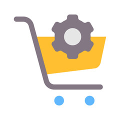 Procurement flat icon for commerce and shopping, logistics, trolley, cart, settings logo