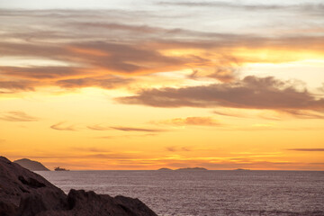Sunrise on Arpoador Stone in Rio de Janeiro, Brazil.